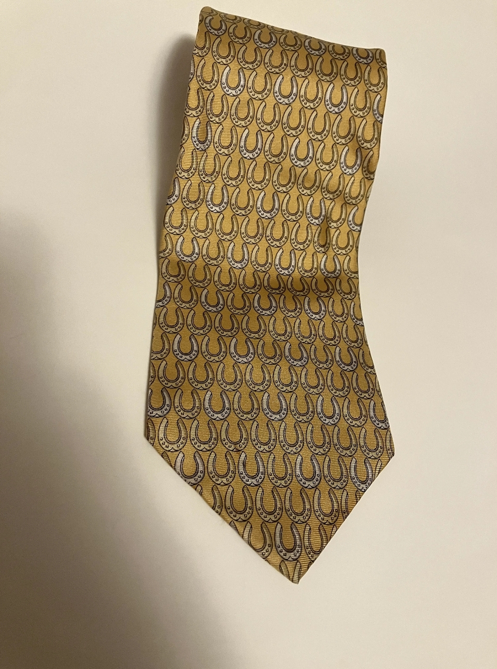 BEAUFORT The Rack Equestrian‎ Horse Shoe - Italy 100% Silk Yellow Gold Tie